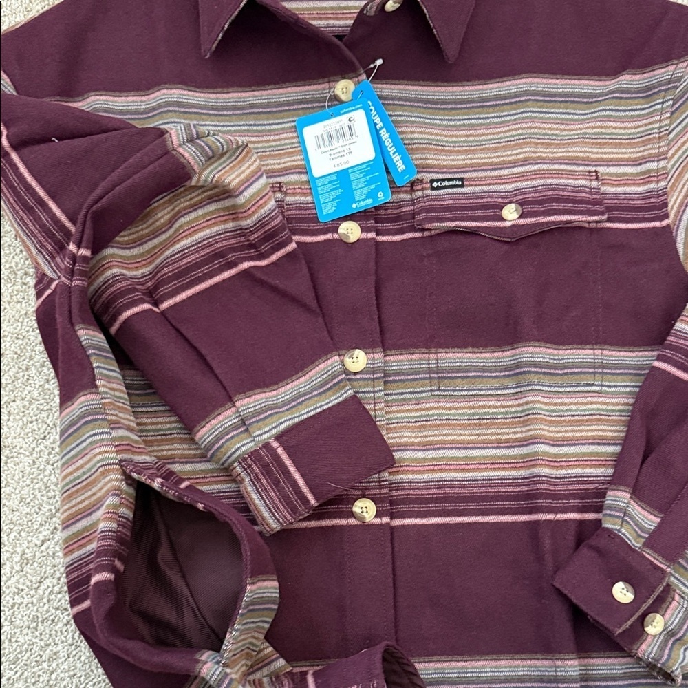 Columbia Callco Basin Maroon and Multicolor Striped Shirt jacket - Picture 7 of 8
